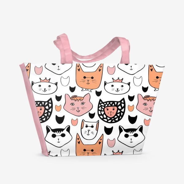 Пляжная сумка &laquo;Теплые коты. Паттерн с котиками&raquo;