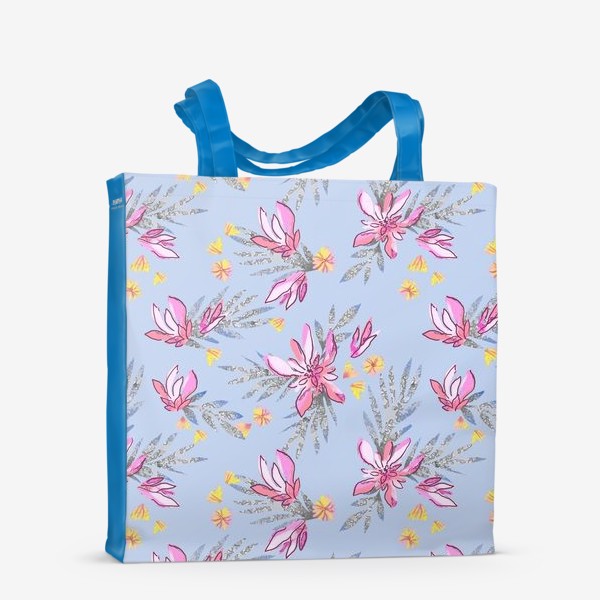 Сумка-шоппер «Пышные цветы на голубом»