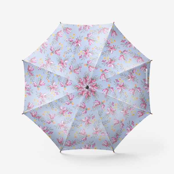 Зонт «Пышные цветы на голубом»