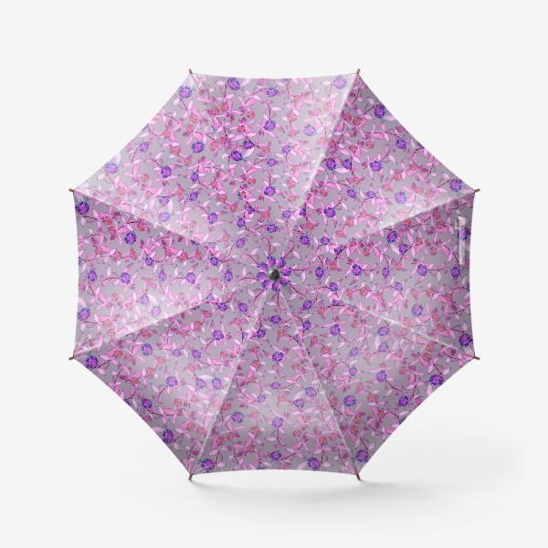 Зонт «Розовые веточки и махровые цветы »