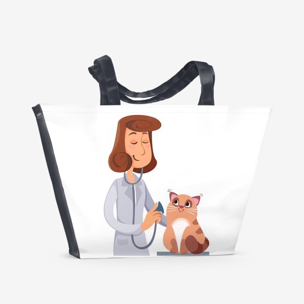 Пляжная сумка «Ветеринар с котом»