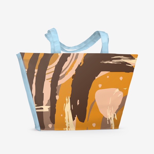 Пляжная сумка &laquo;Современный модный абстрактный узор в коричневых пастельных тонах. пятна, овалы, круги, разводы&raquo;
