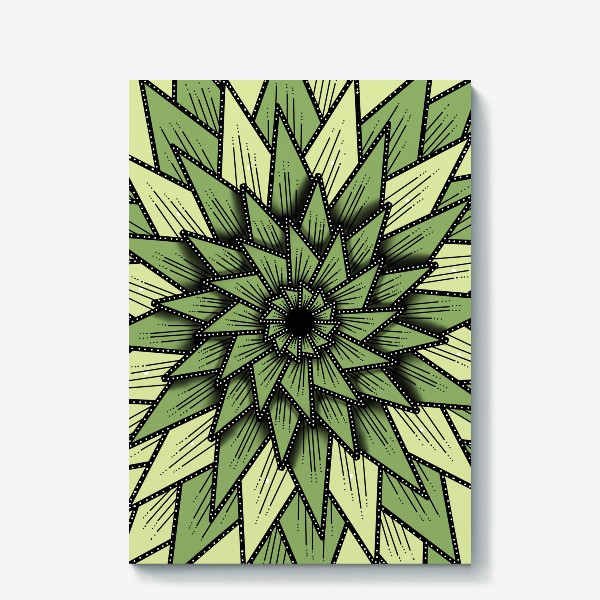 Холст «Абстрактный цветок - алоэ, геометрия, оттенки зеленого»