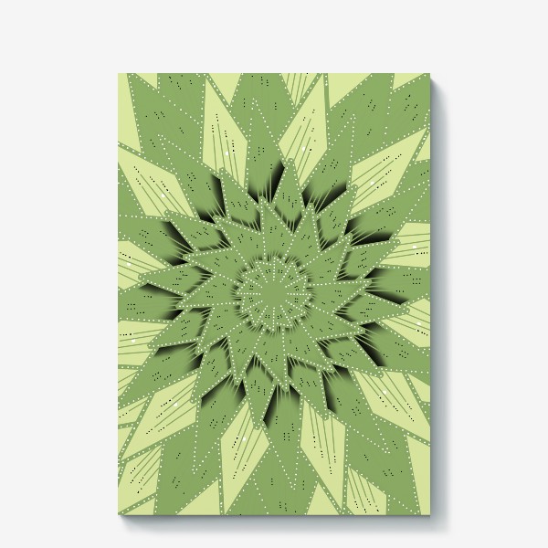 Холст &laquo;Абстрактный цветок - алоэ, геометрия с тенью, оттенки зеленого&raquo;