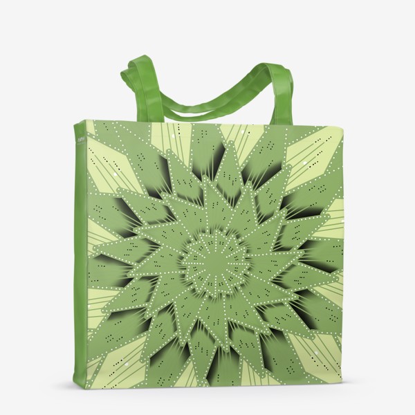 Сумка-шоппер «Абстрактный цветок - алоэ, геометрия с тенью, оттенки зеленого»