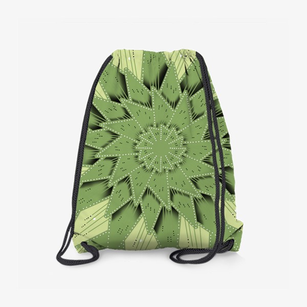 Рюкзак «Абстрактный цветок - алоэ, геометрия с тенью, оттенки зеленого»