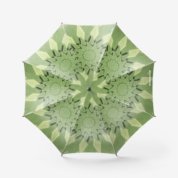 Зонт «Абстрактный цветок - алоэ, геометрия с тенью, оттенки зеленого»