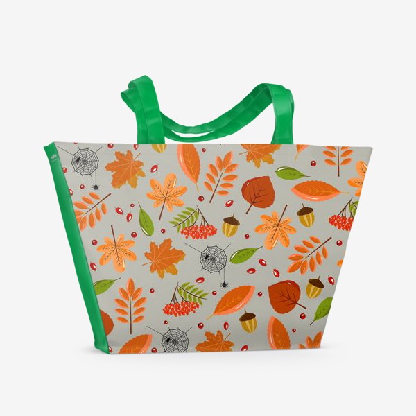 Пляжная сумка «осенние листья и паутинка»