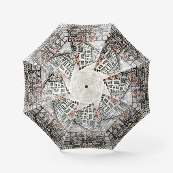 Зонт «Акварельная иллюстрация Амстердам»