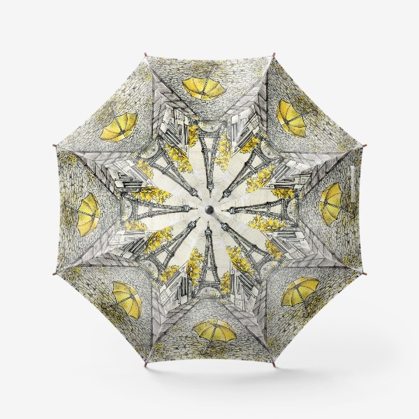 Зонт «Акварельная иллюстрация осень в Париже»