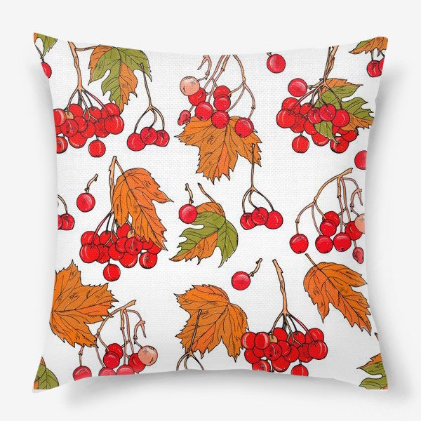 Подушка «калина ягоды и листья»