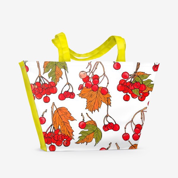 Пляжная сумка &laquo;калина ягоды и листья&raquo;