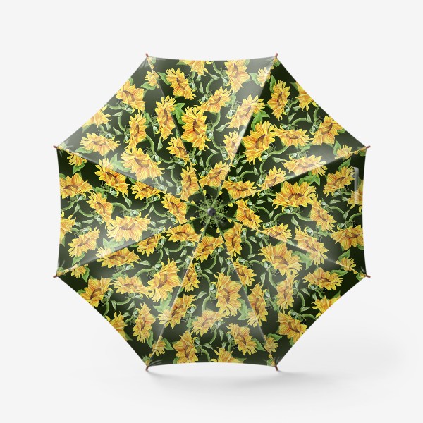 Зонт «Акварель Бесшовный рисунок  подсолнухи.»