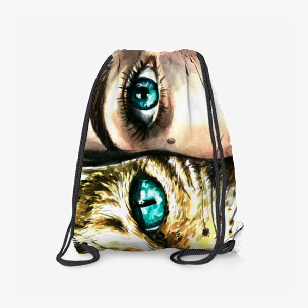 Рюкзак «голубые глаза, девушка и кошка»