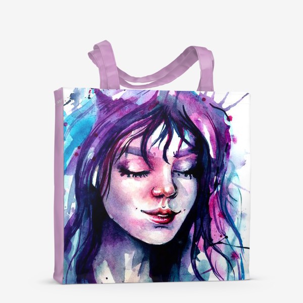 Сумка-шоппер «Фиолетовая девушка, акварель»