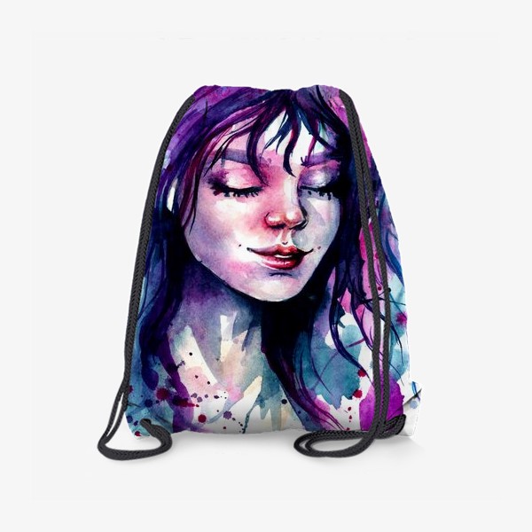 Рюкзак «Фиолетовая девушка, акварель»