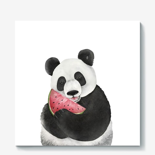 Холст &laquo;милый мишка панда с долькой арбуза &raquo;