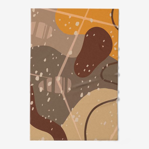 Полотенце «Модный абстрактный узор в коричневых тонах пятнами, овалами, точками, линиями »