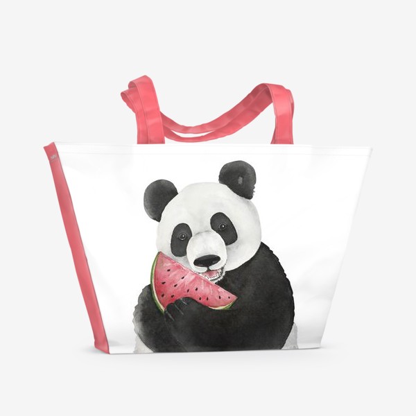 Пляжная сумка «милый мишка панда с долькой арбуза »
