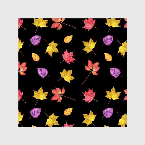 Шторы &laquo;Золотая осень, разноцветные осенние листья, акварельный паттерн на темном фоне&raquo;