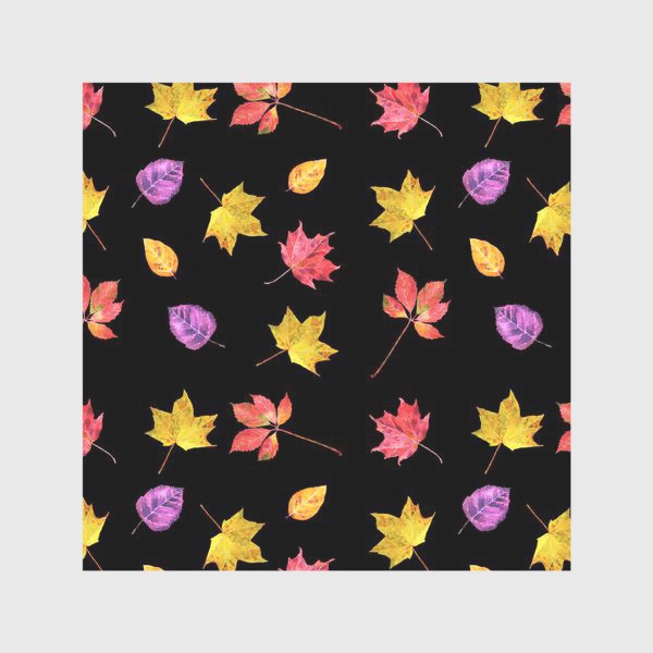 Скатерть &laquo;Золотая осень, разноцветные осенние листья, акварельный паттерн на темном фоне&raquo;