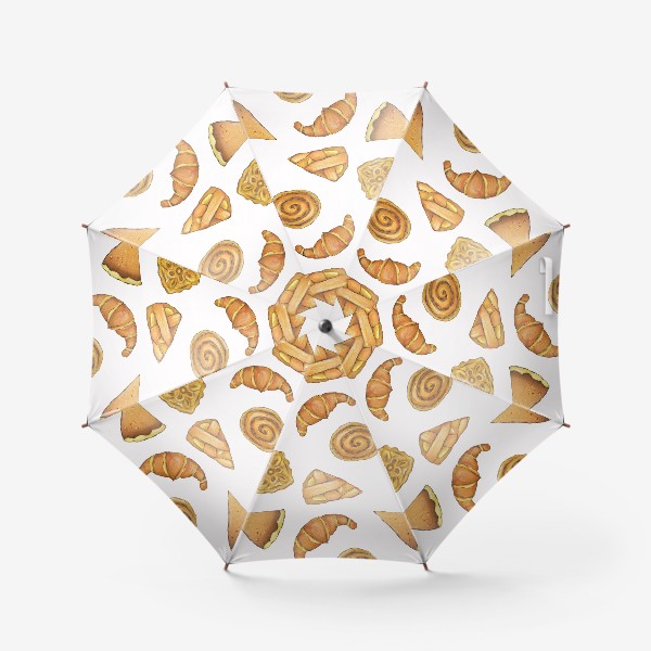 Зонт « Выпечка на белом Булочки аппетитные Пироги и круассаны»
