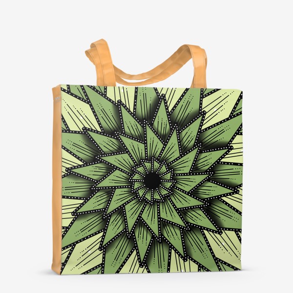 Сумка-шоппер &laquo;Абстрактный цветок - алоэ, геометрия, оттенки зеленого&raquo;