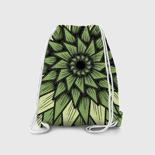 Рюкзак «Абстрактный цветок - алоэ, геометрия, оттенки зеленого»