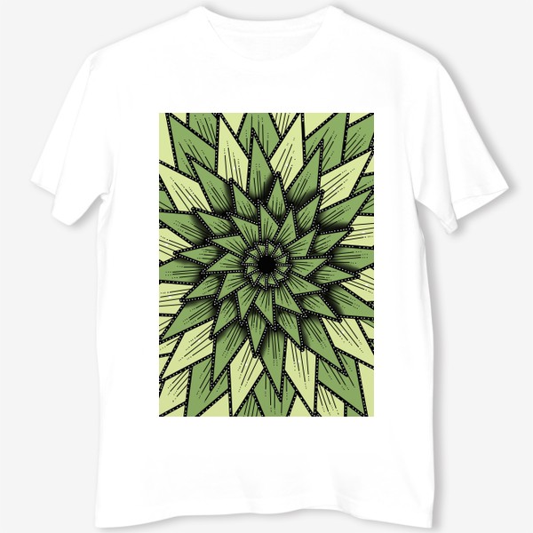 Футболка &laquo;Абстрактный цветок - алоэ, геометрия, оттенки зеленого&raquo;