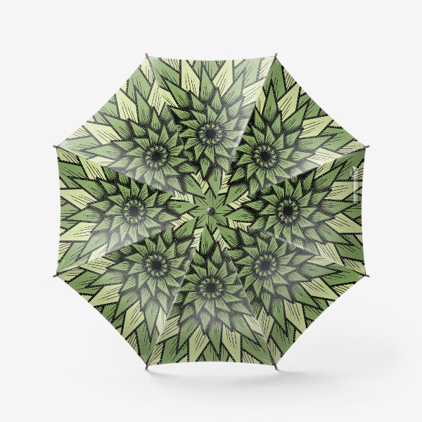 Зонт «Абстрактный цветок - алоэ, геометрия, оттенки зеленого»