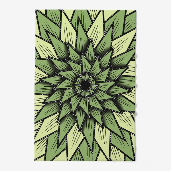 Полотенце &laquo;Абстрактный цветок - алоэ, геометрия, оттенки зеленого&raquo;