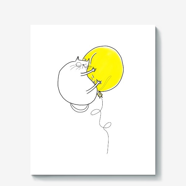 Холст &laquo;Кот на желтом воздушном шаре&raquo;