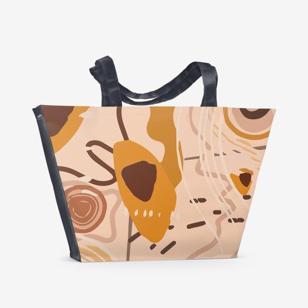 Пляжная сумка &laquo;Узор в стиле  Бохо. Современная абстракция. Бежевые пятна, овалы, круги, разводы&raquo;
