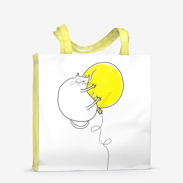 Сумка-шоппер «Кот на желтом воздушном шаре»