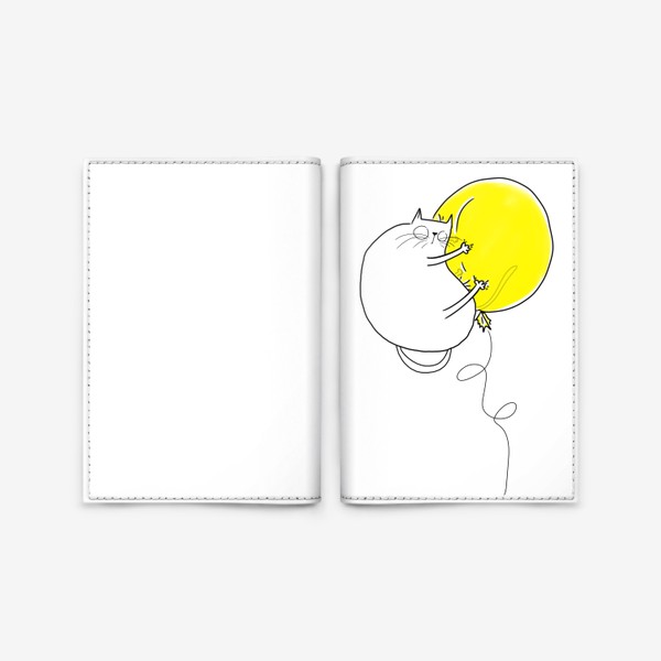 Обложка для паспорта «Кот на желтом воздушном шаре»