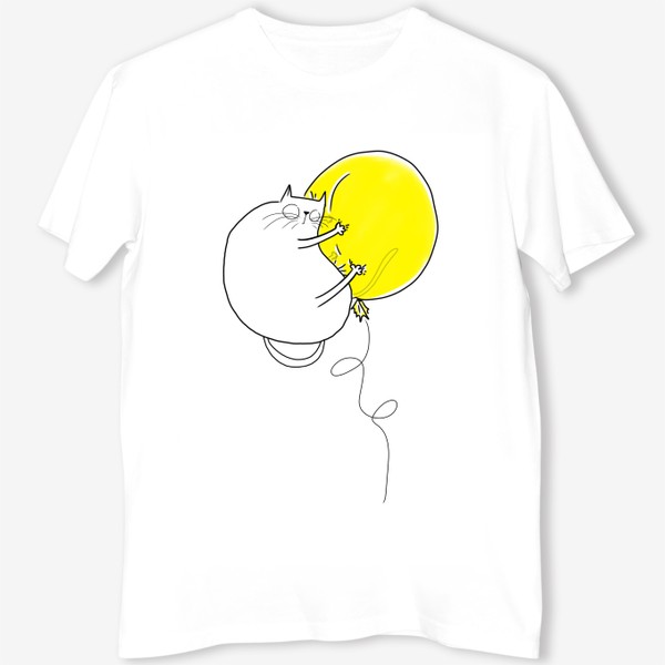 Футболка «Кот на желтом воздушном шаре»