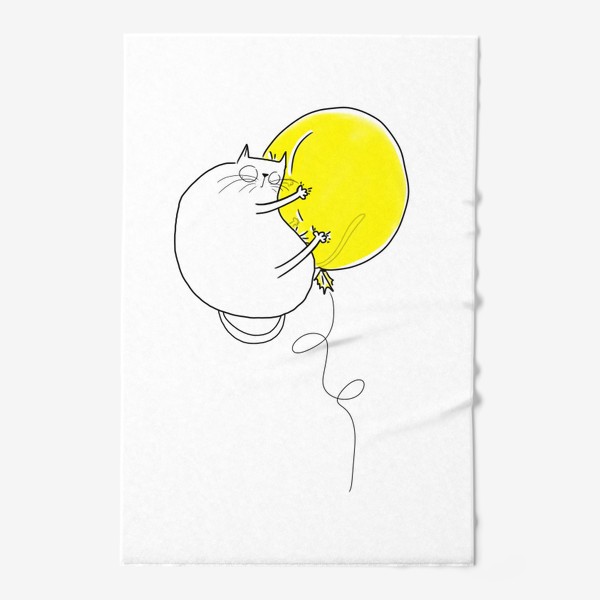 Полотенце «Кот на желтом воздушном шаре»