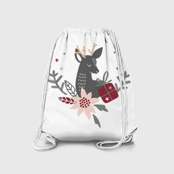 Рюкзак «милый рождественский олень с венком и подарками»