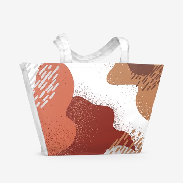 Пляжная сумка «Абстракция в теплых тонах: пятна, полоски, точки»