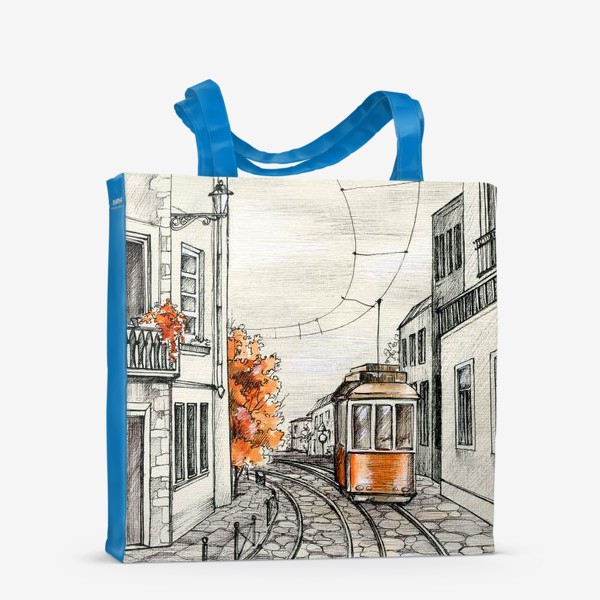 Сумка-шоппер &laquo;Акварельная иллюстрация осень в Лиссабоне&raquo;