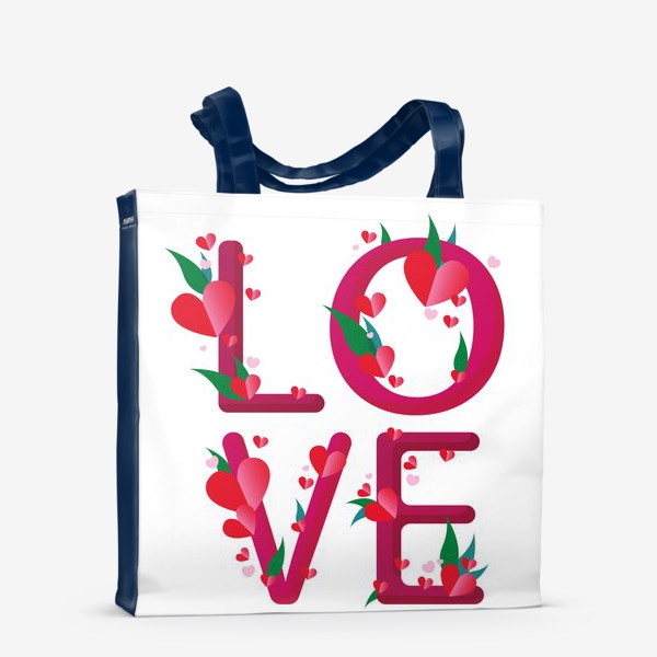 Сумка-шоппер «надпись LOVE и сердечки»