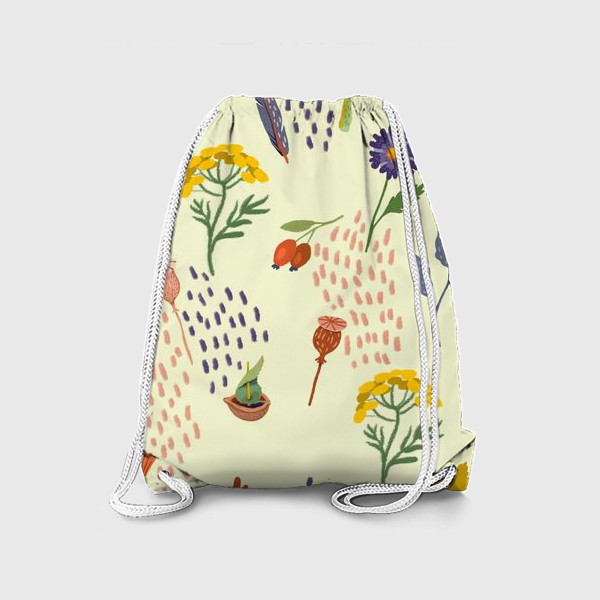 Рюкзак «Цветы, осенние листья, перья, желуди, орехи»