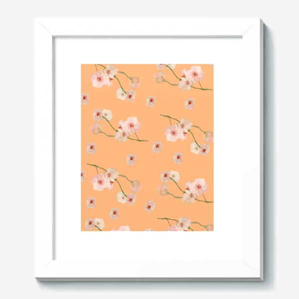 Картина «Паттерн цветущая сакура на персиковом »