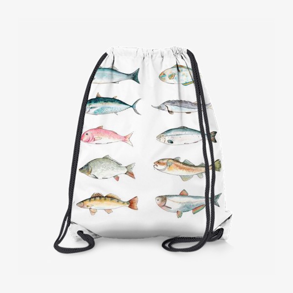 Рюкзак «Постер с акварельными рыбами»