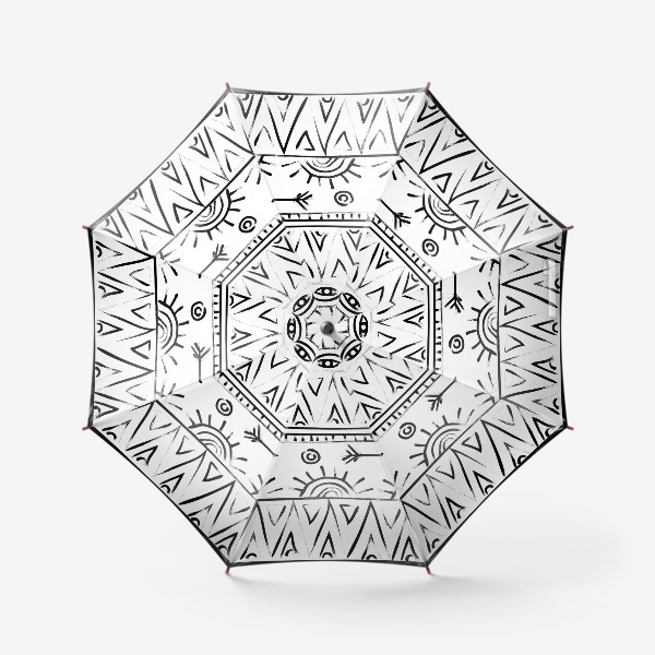 Зонт «этнический чёрно-белый узор»