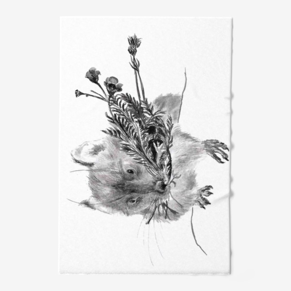 Полотенце «Грызун хомяк с букетом цветов»