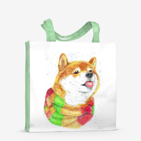 Сумка-шоппер «Собака в шарфике и снег»