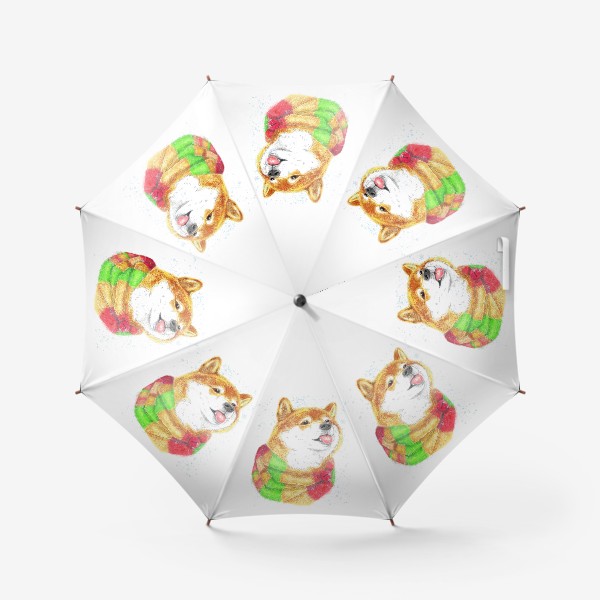 Зонт «Собака в шарфике и снег»