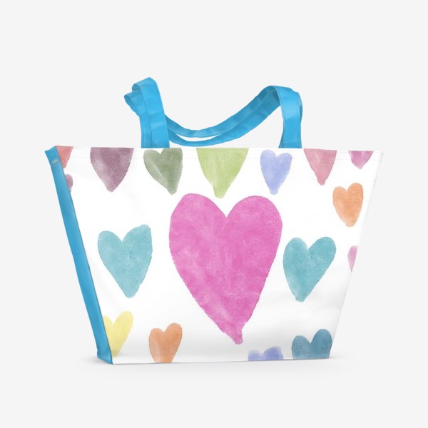 Пляжная сумка «Акварельные сердечки»