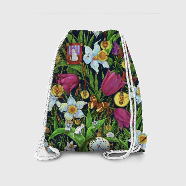 Рюкзак «Старая сказка в саду с тюльпанами и нарциссами»